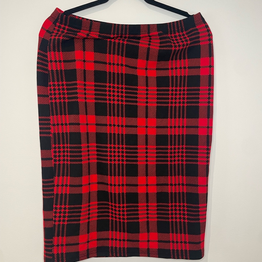 Red and Black Plaid Skirt